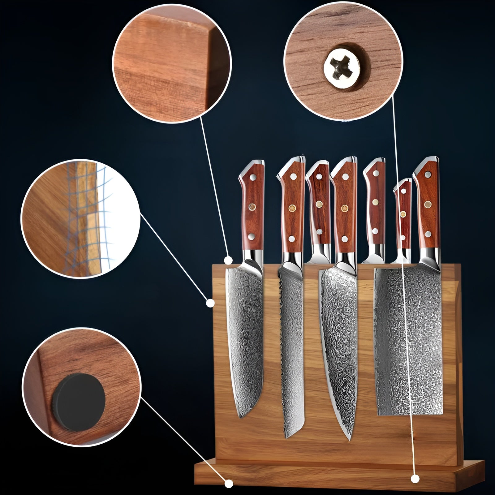 Dobbeltsidig Magnetisk Knivblokk i Tre – Plassbesparende og Praktisk | Perfekt for Kjøkken og Restaurant