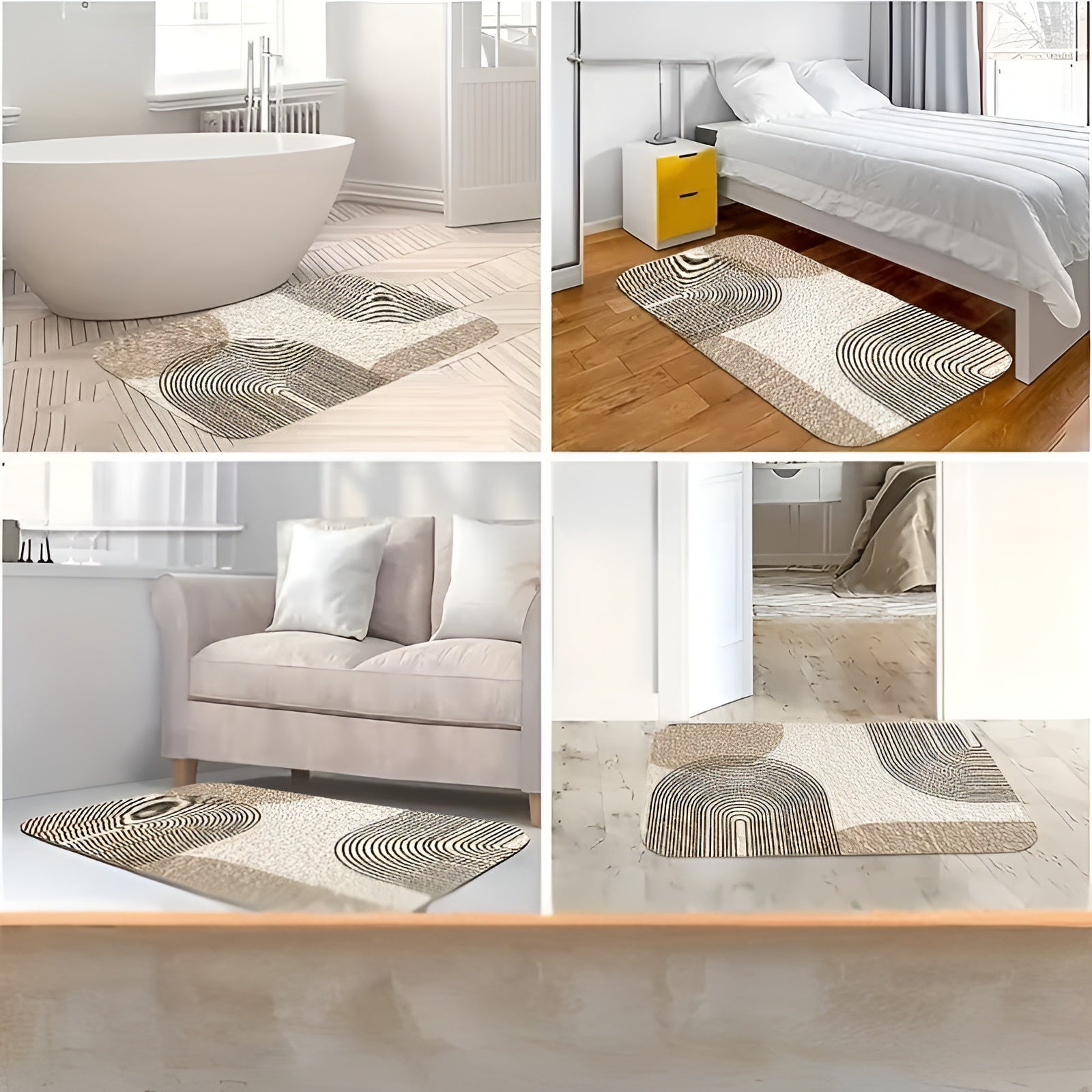 Badezimmermatten Set 4-teilig – Modern & Rutschfest | Weiche WC-Vorleger & Deckelbezug für Stilvolle Baddekoration