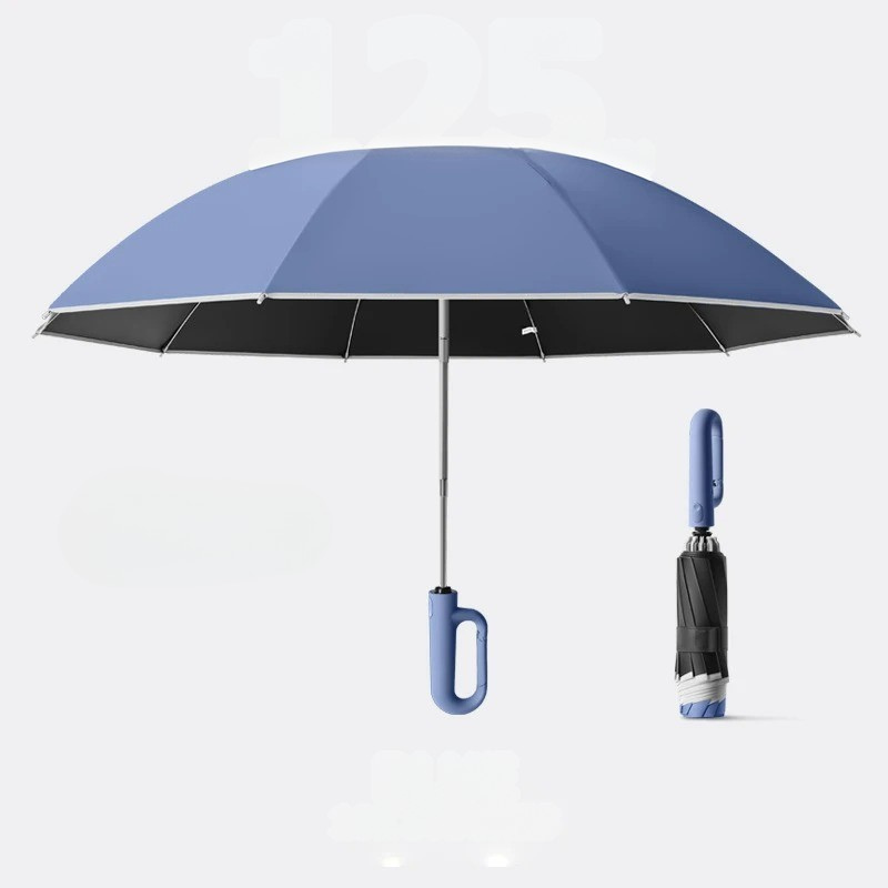 Omvendt Automatisk Paraply – Vindbestandig, Bred Refleksstripe | UV-beskyttelse, Regn og Sol