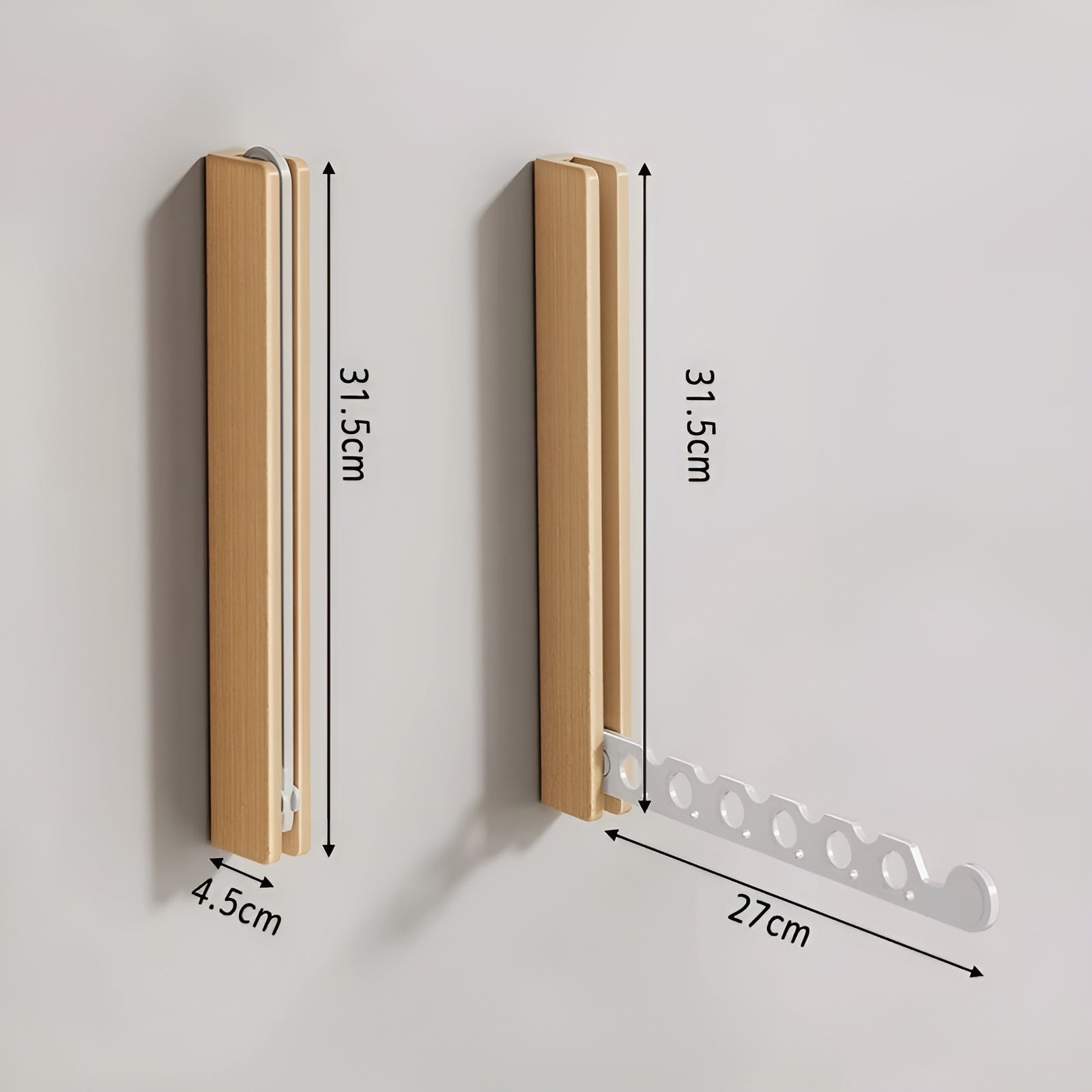 Sammenleggbar Vegghylle i Tre – Plassbesparende og Praktisk | Perfekt for Små Rom
