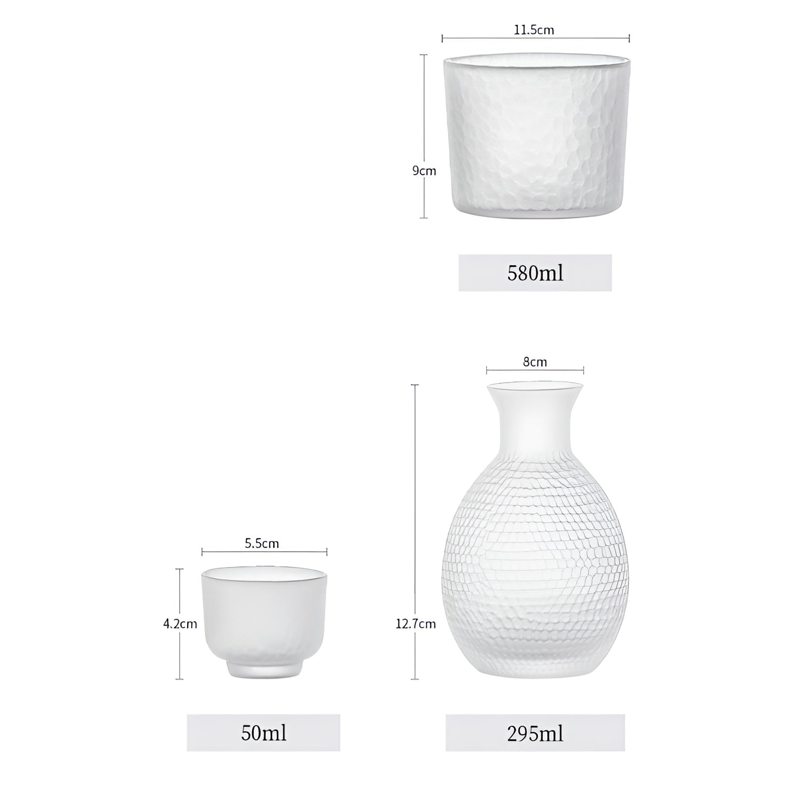 Japansk Sake-sett i Glass – Elegant Karaffel med Kopper | Perfekt for Vin, Whisky og Likør