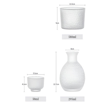Japansk Sake-sett i Glass – Elegant Karaffel med Kopper | Perfekt for Vin, Whisky og Likør