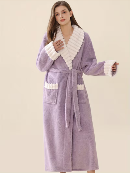 Myk Damebadekåpe for Vinter – Ekstra Lang og Varm | Flanell med Lommer