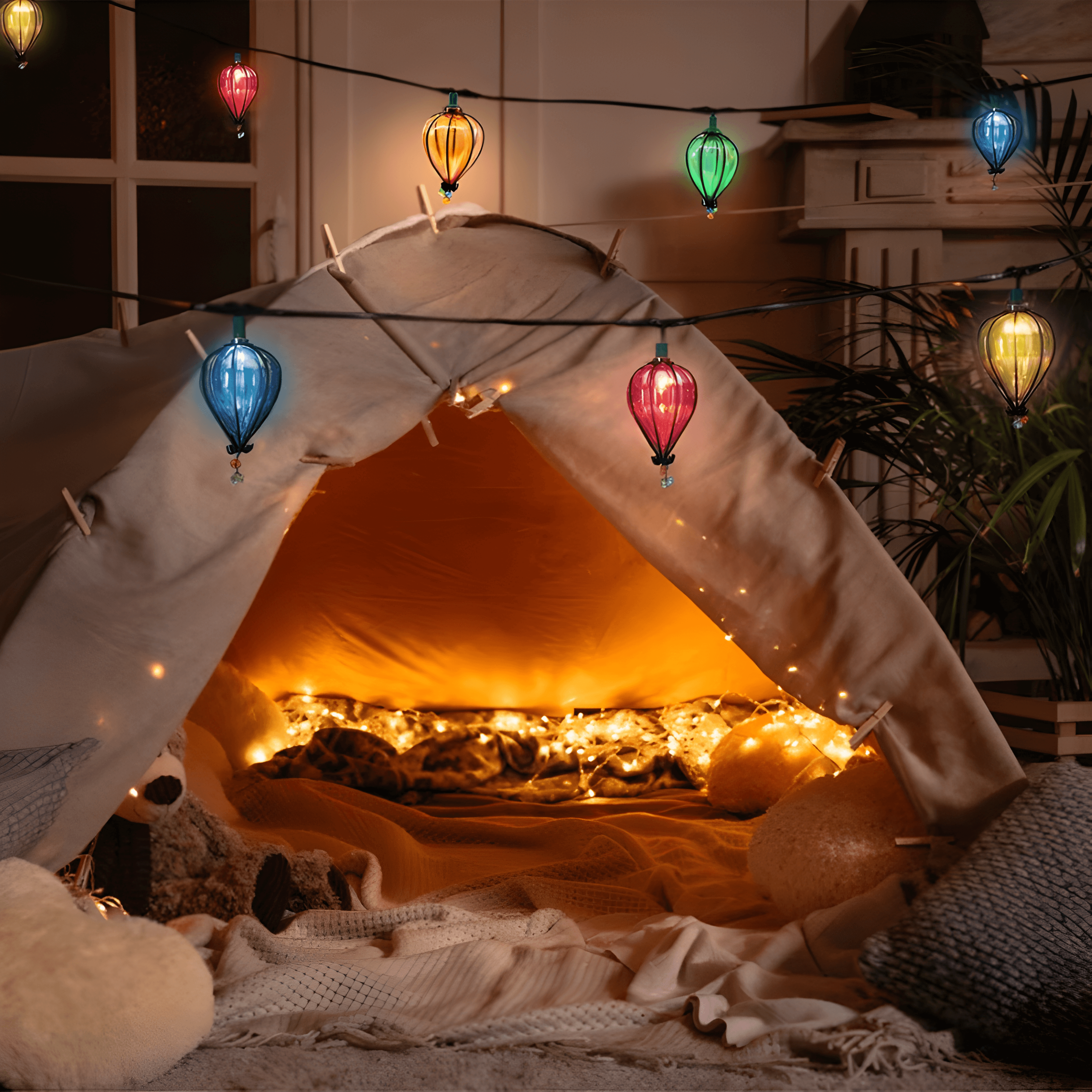 LysHarmoni – Hengebelys med Flere Farger (LED)