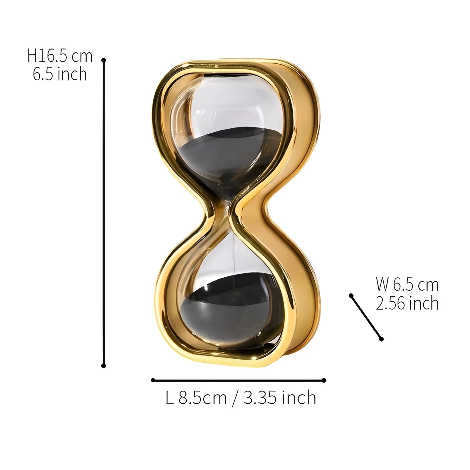 Sandglass med farget sand – Dekorativ og avslappende | Elegant metallramme ca. 30 min - Timeglass