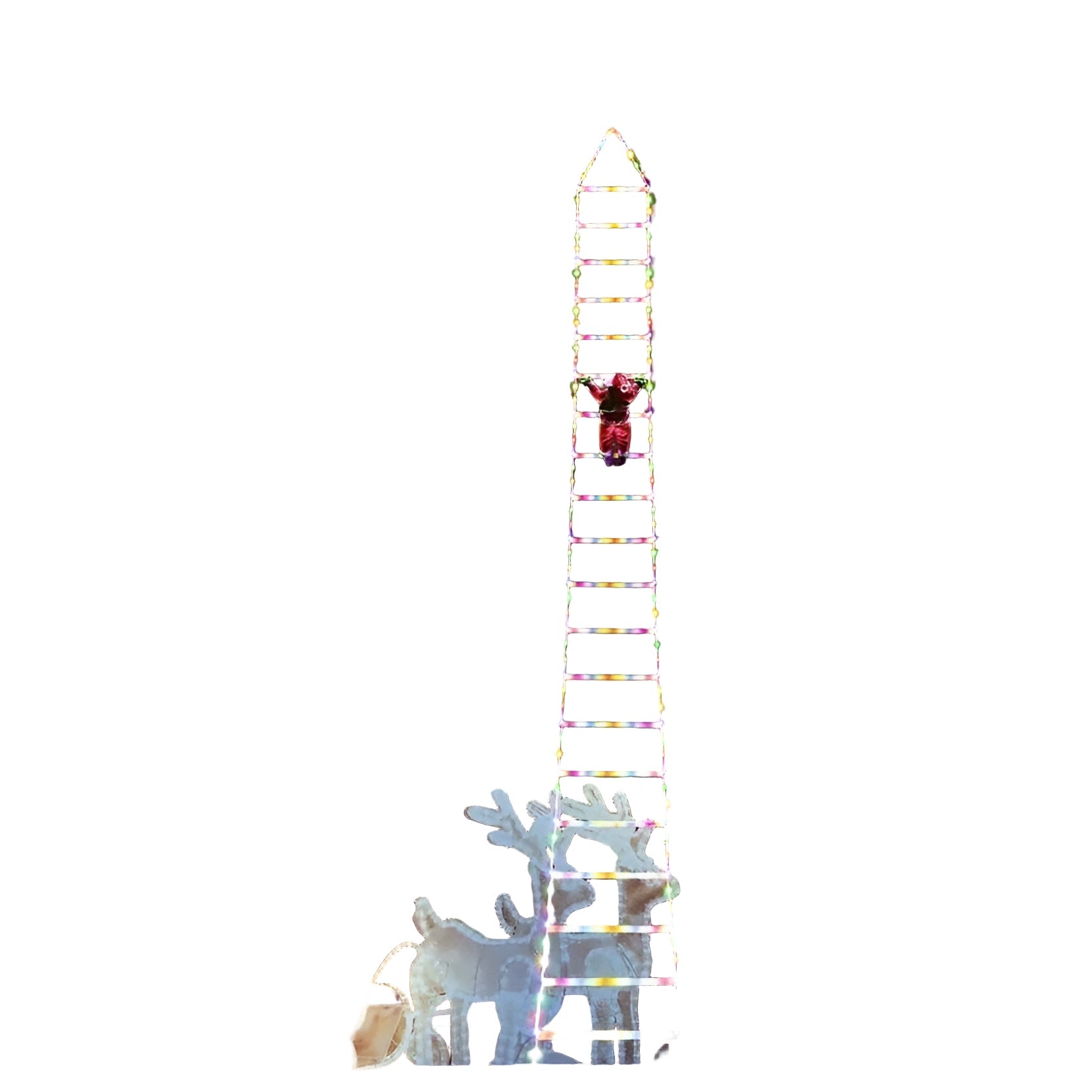 LED Julenisse med Stige – Lysende Juledekorasjon | For Innendørs og Utendørs Bruk, USB-drevet