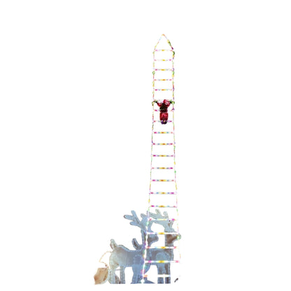 LED Julenisse med Stige – Lysende Juledekorasjon | For Innendørs og Utendørs Bruk, USB-drevet