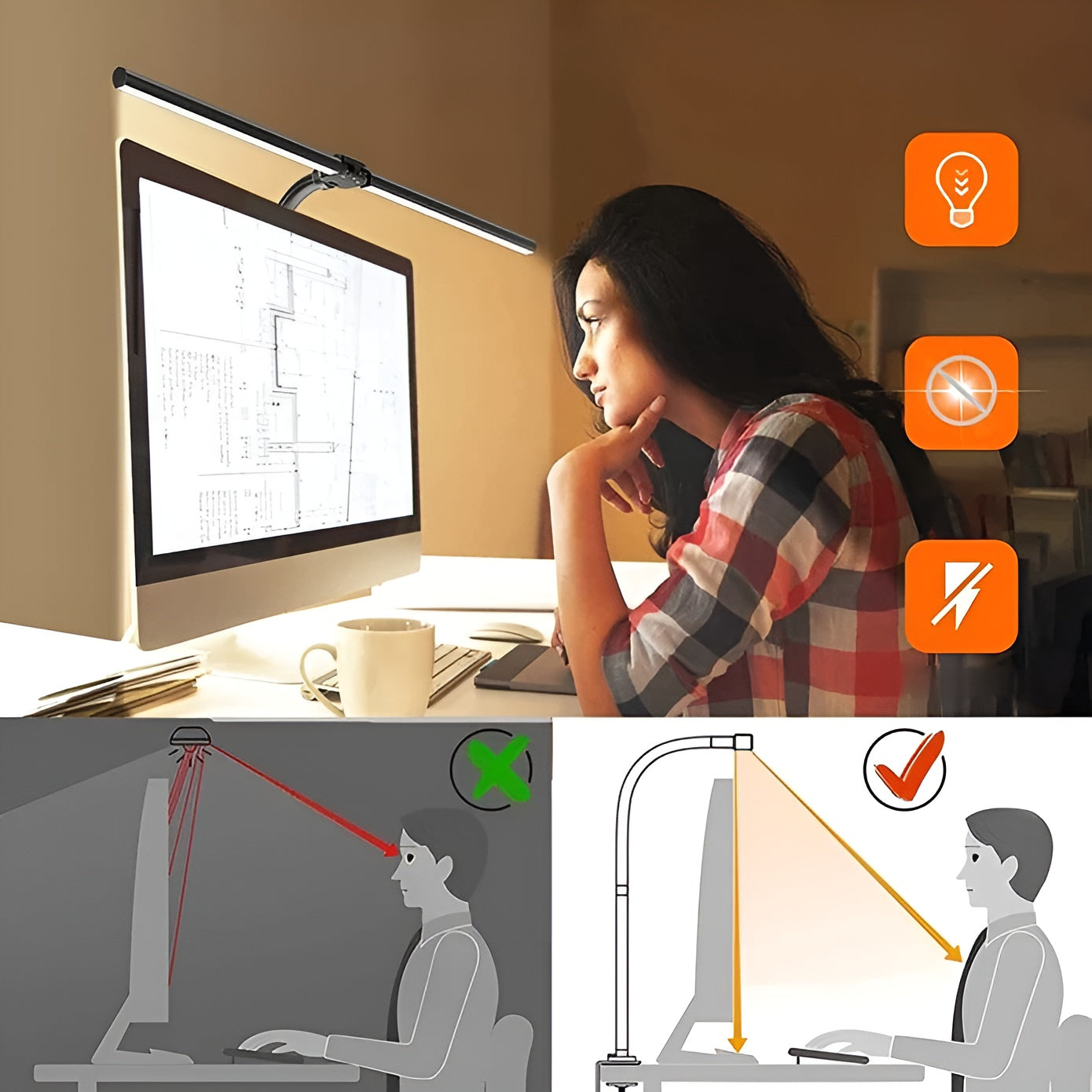 Led-skrivebordslampe Med Dobbel Lampe – Moderne Og Stilig For Kontoret