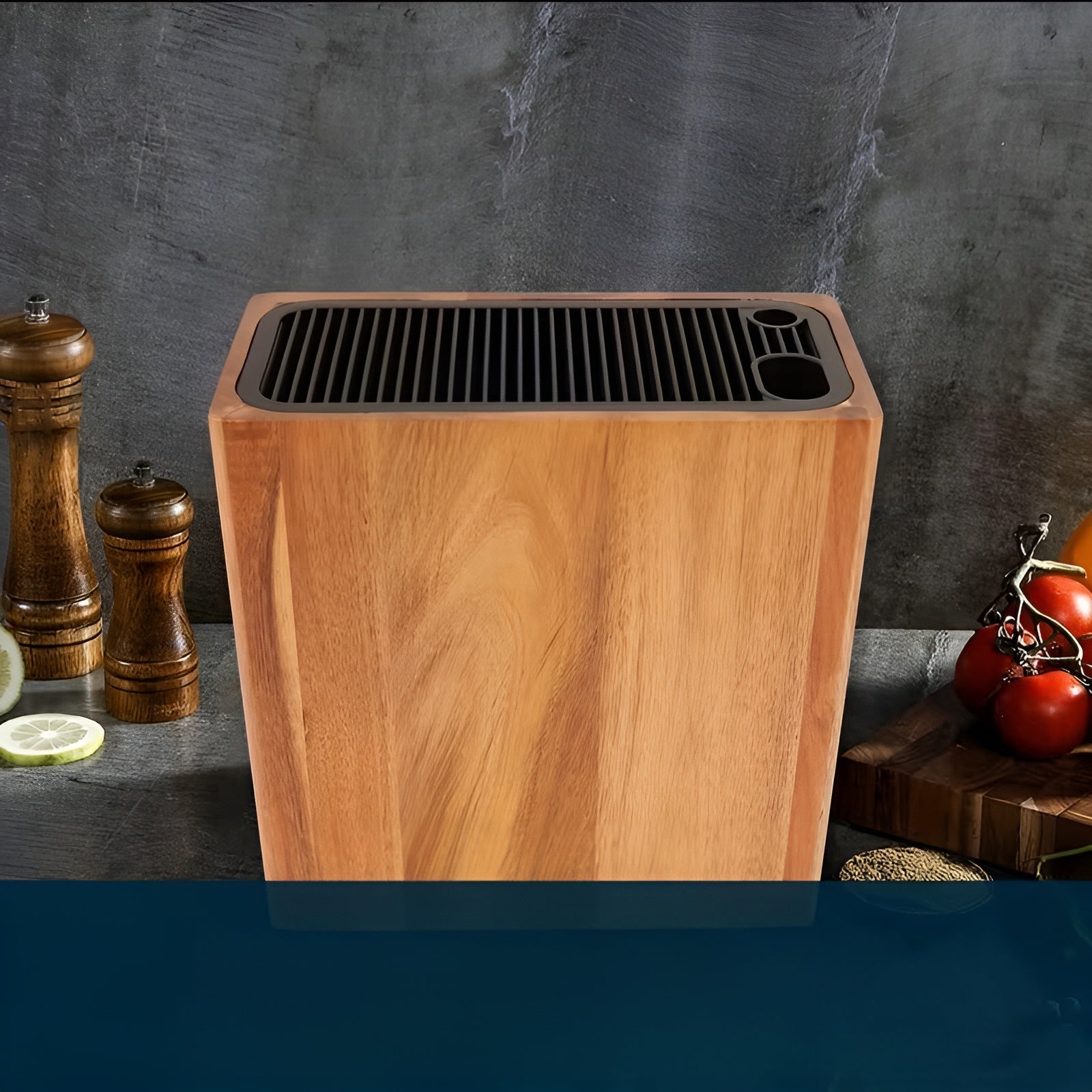 Knivblokk Med Knivspor – Solid Knivoppbevaring I Tre, Knivholder Til Benkeplaten Med Bladbeskyttelse