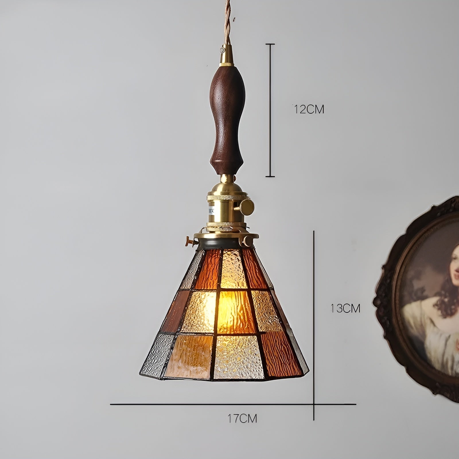 Europeisk Vintage Pendellampe – Stilig LED-pendellampe i tre og kobber | Med glasskuppel i design for stue og spisestue