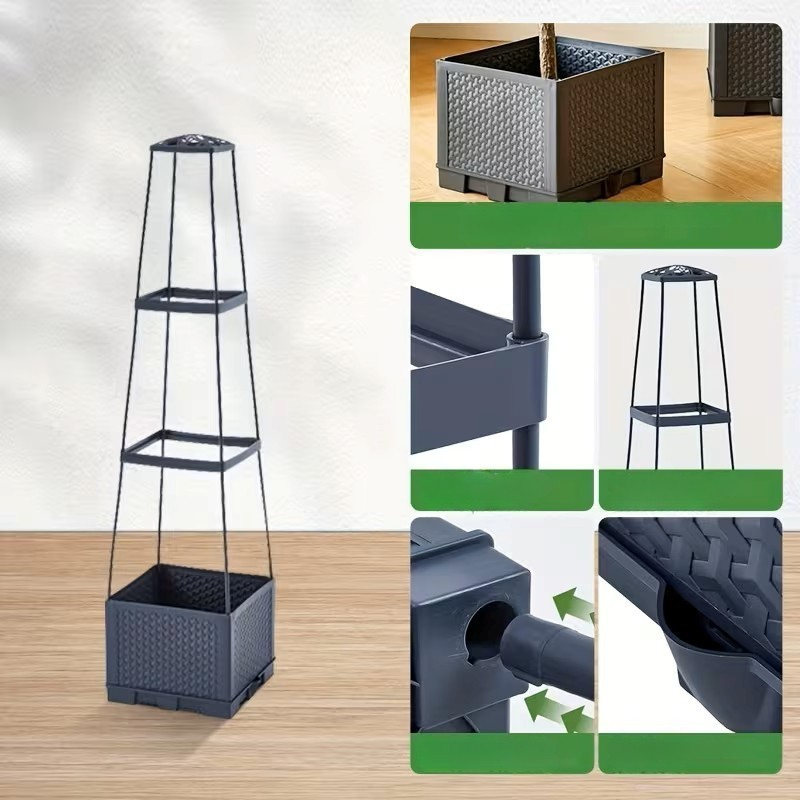 Selvvannende Plantekasse med Espalier – Perfekt for Tomater og Klatreplanter | Slitesterk Plast for Hage og Balkong