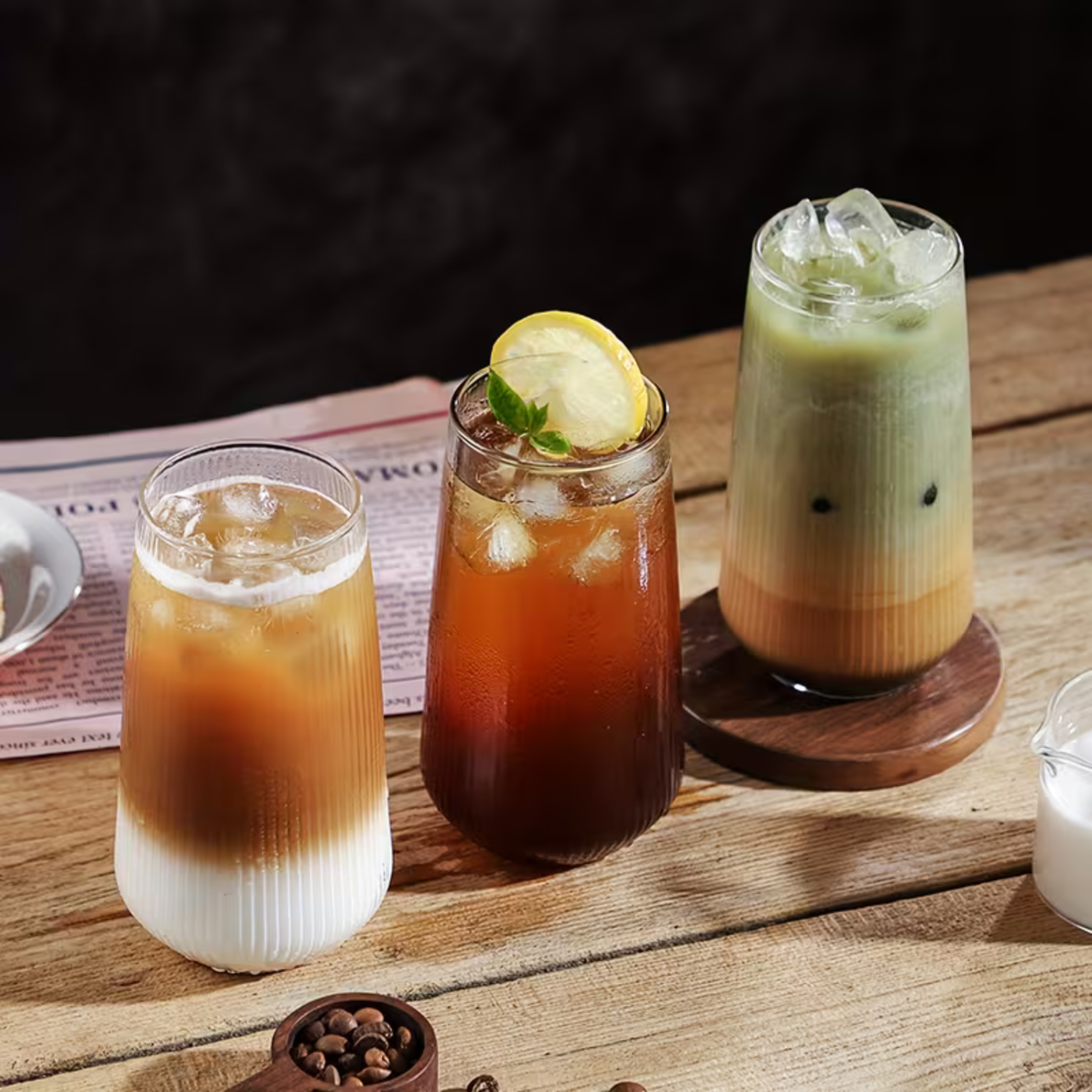 6-sett Stripete Vintage-glass – Varmebestandig Borosilikatglass | Dekorativt Og Egnet Til Daglig Bruk