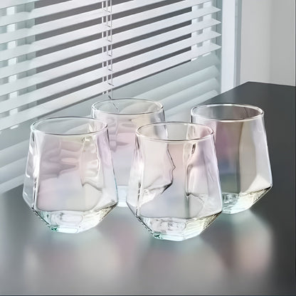 Glasskopper i Transparent Design 4 stk – Stilrent og Dekorativt Design | 300 ml Glass for Vann Juice og Te - Fargerik
