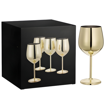 Vinglass I Rustfritt Stål Med Gullfinish – Elegante Glass Til Vin Og Spesielle Anledninger