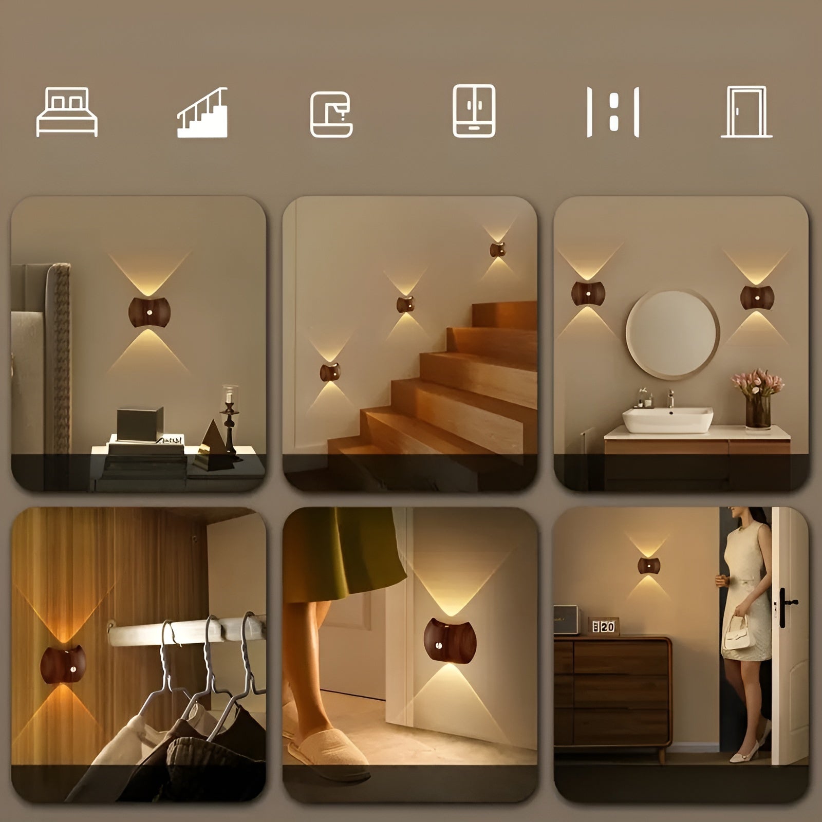 Led-vegglampe Med Bevegelsessensor – Oppladbar Og Smart | Ideell For Soverom Og Ganger