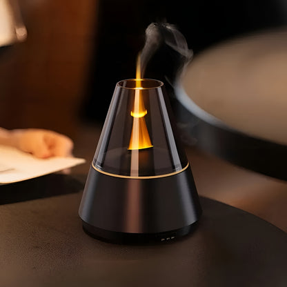 Aromadiffuser med Flammeeffekt – Naturlig Duft og Avslappende Atmosfære | USB, Timer og Automatisk Avstenging