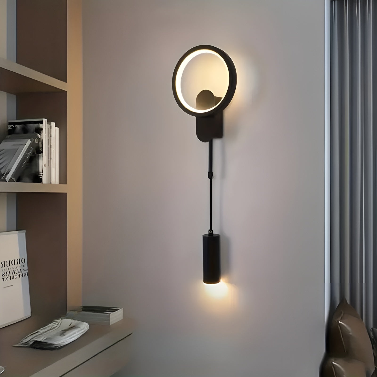 LED Vegglampe – Stilren i Svart og Gull | Dekorativ Belysning for Stue, Soverom og Gang