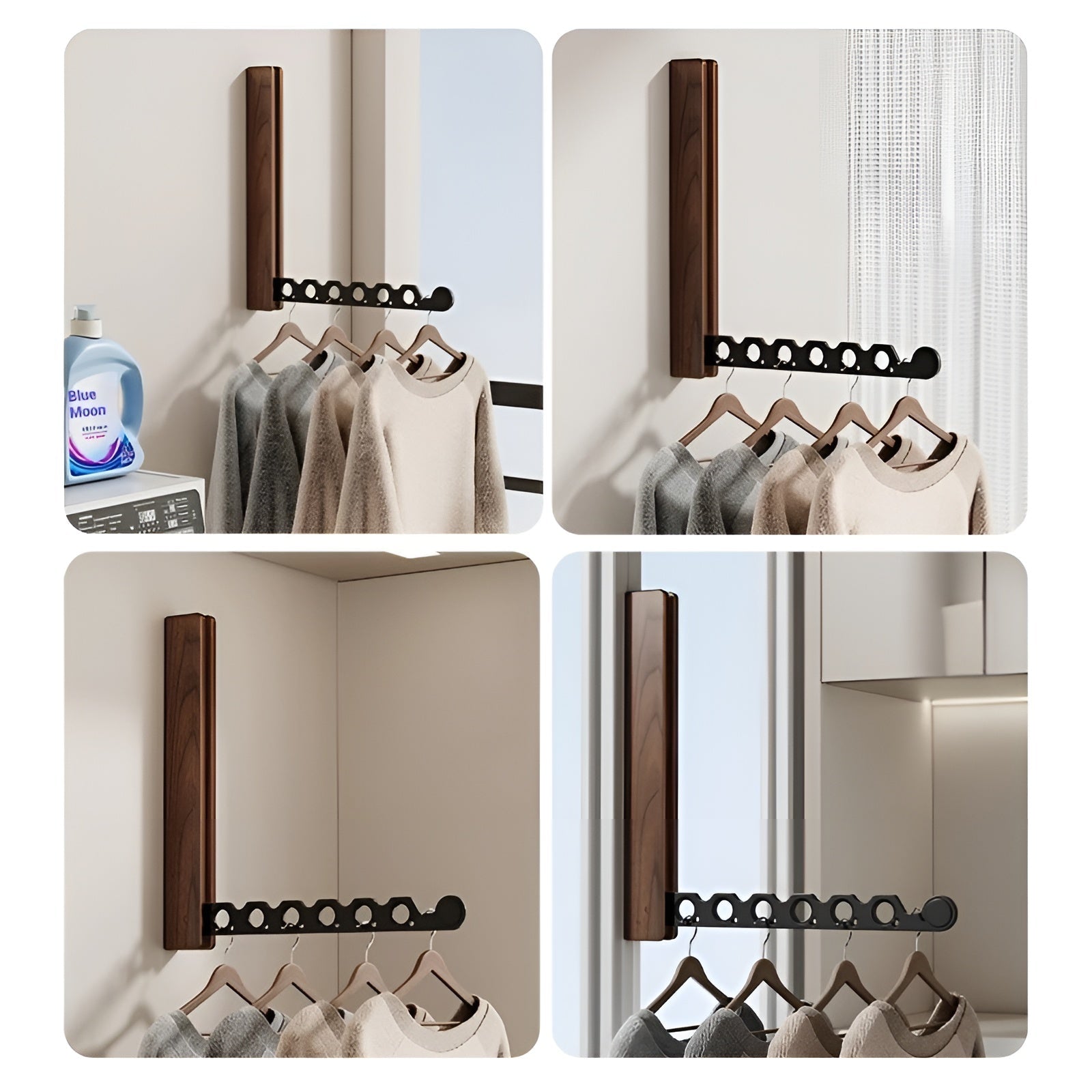 Sammenleggbar Vegghylle i Tre – Plassbesparende og Praktisk | Perfekt for Små Rom