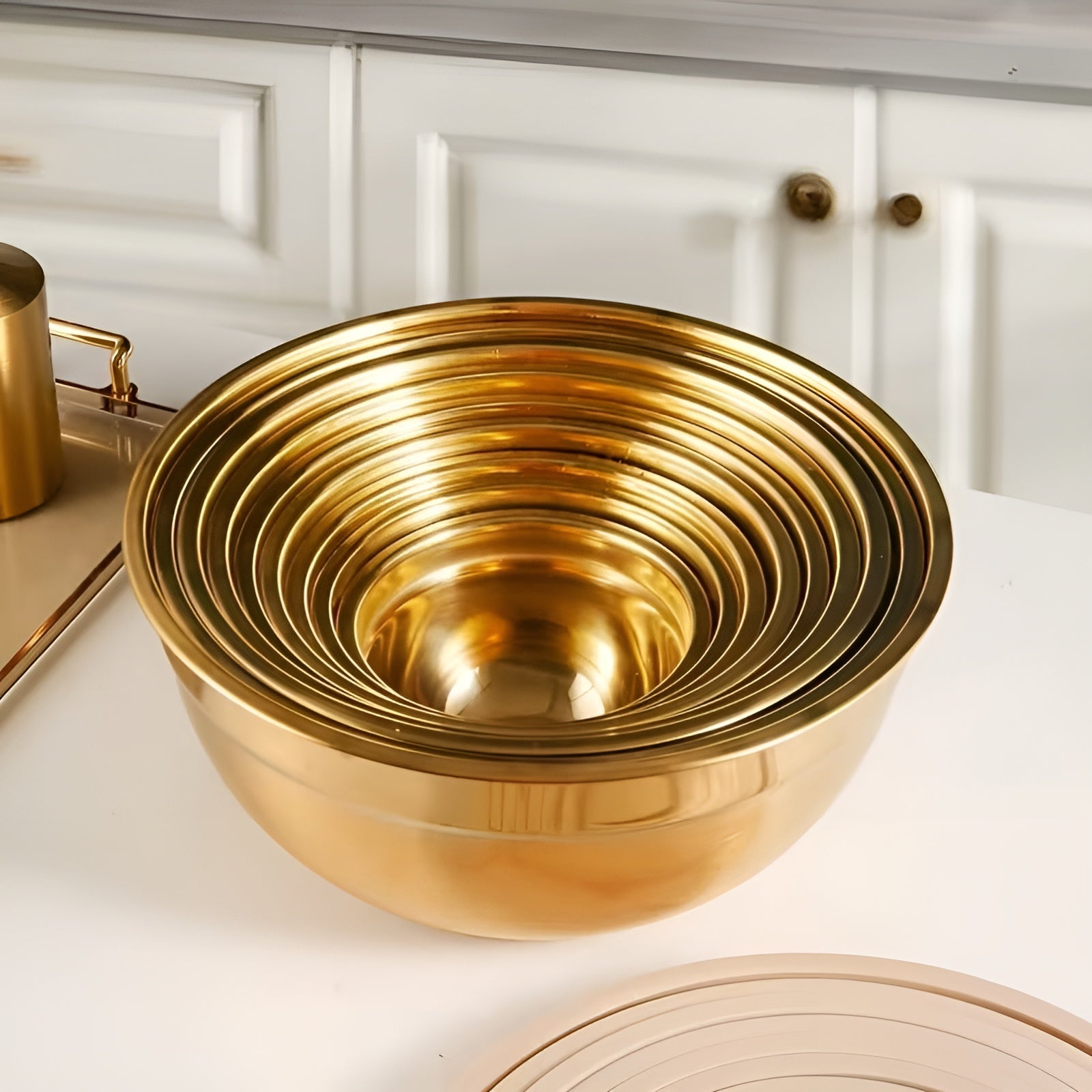 Rustfritt Stål Blandebolle-Sett – Holdbart og Praktisk | 10 Deler med Lokker og Rivjern