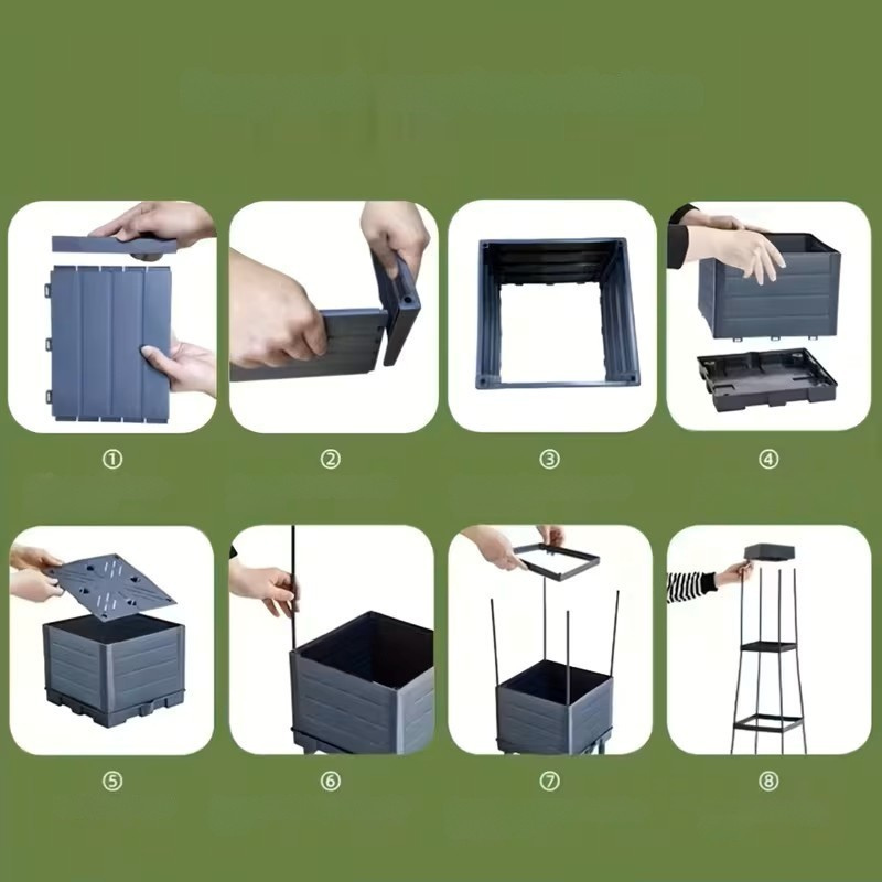 Selvvannende Plantekasse med Espalier – Perfekt for Tomater og Klatreplanter | Slitesterk Plast for Hage og Balkong