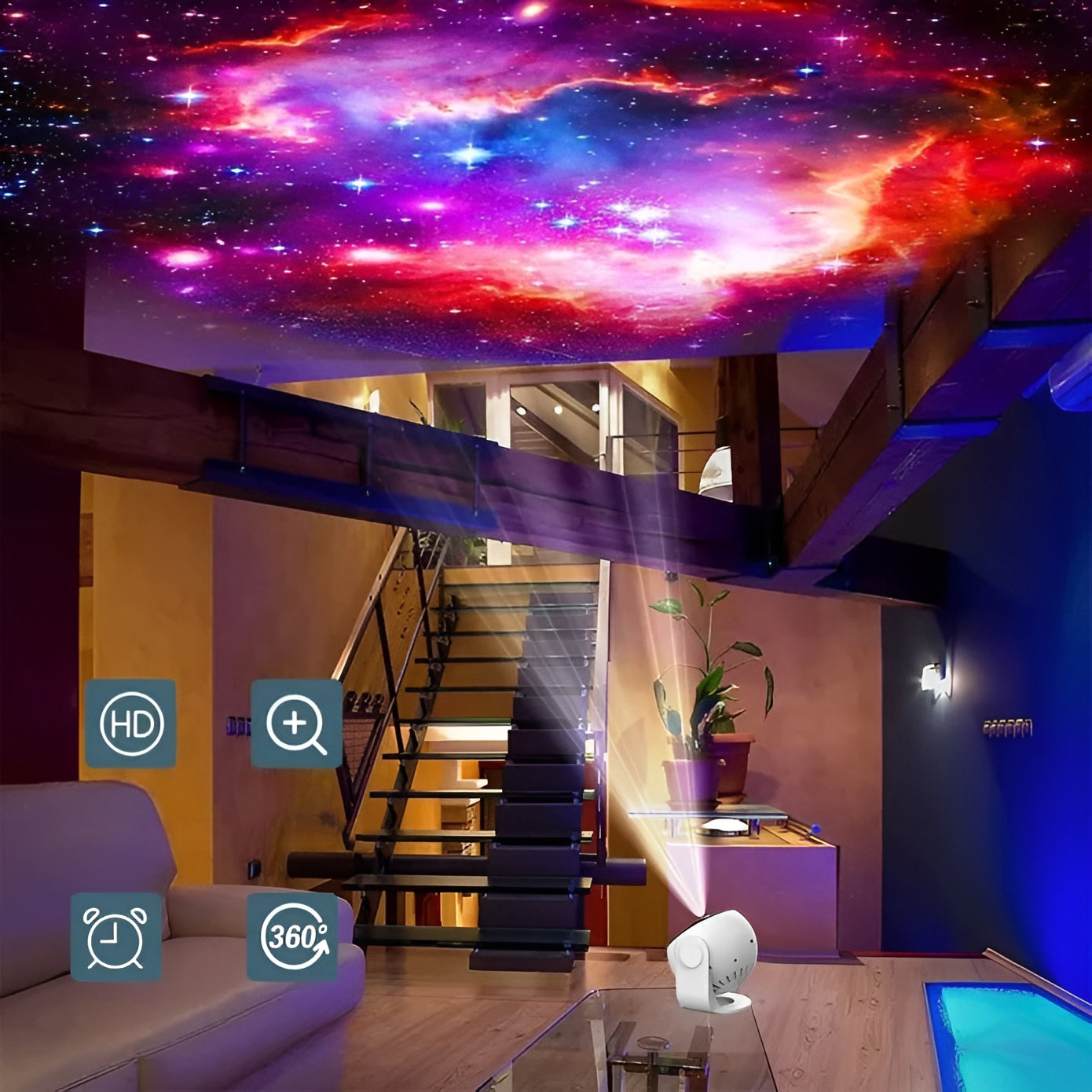 Projektorlampe Med 13 Effekter – Stjernehimmel Og Galakse | Stemningsfullt Nattlys Til Soverommet