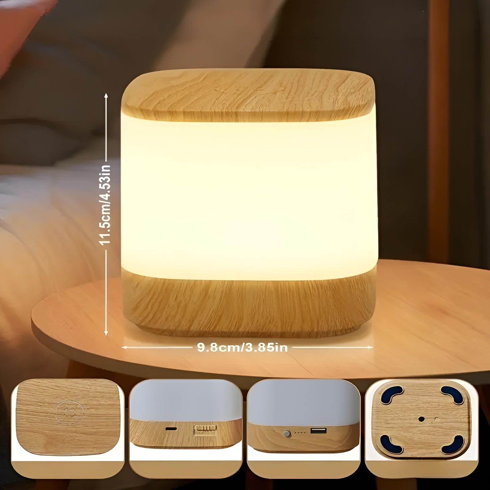Led-bordlampe Med Berøringsdimmer – Justerbar Lysstyrke Og Fargetemperatur | Usb-lading, Timer, Ideell For Soverommet