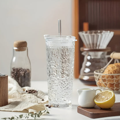 Glass med Lokk og Sugerør – Gjenbrukbare og Sklisikre | Perfekt for Kaffe, Te og Kald Drikke