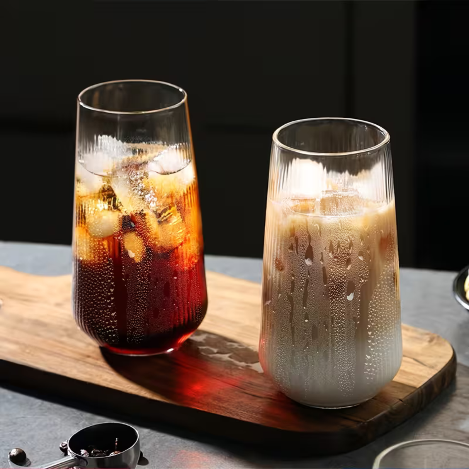 6-sett Stripete Vintage-glass – Varmebestandig Borosilikatglass | Dekorativt Og Egnet Til Daglig Bruk