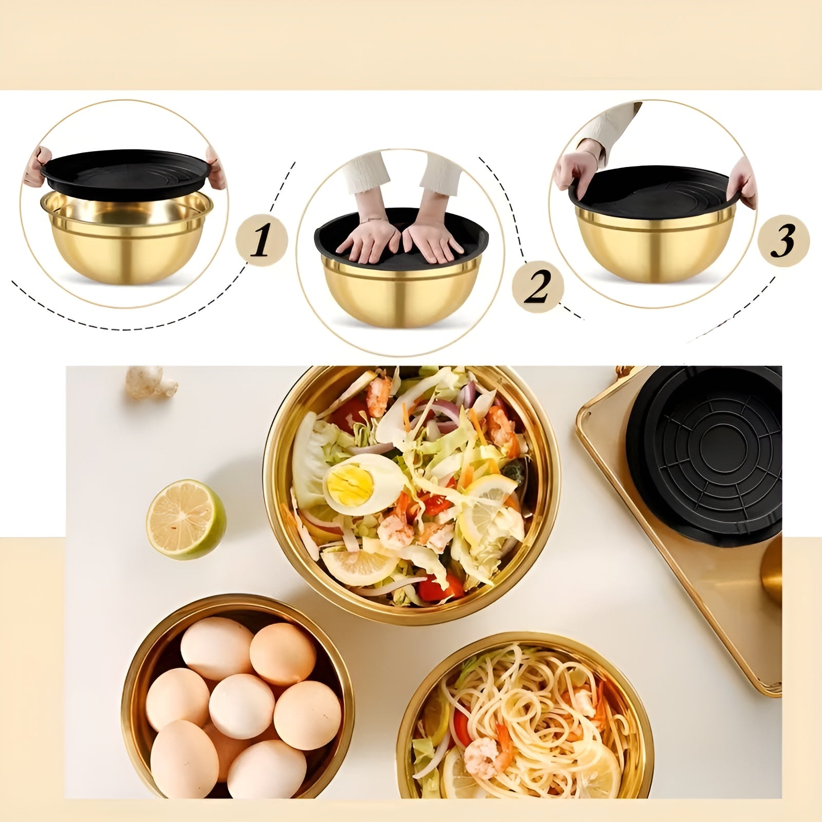 14-delt Gullfarget Bollesett – Elegant Og Praktisk | Perfekt Til Matlaging, Baking Og Servering