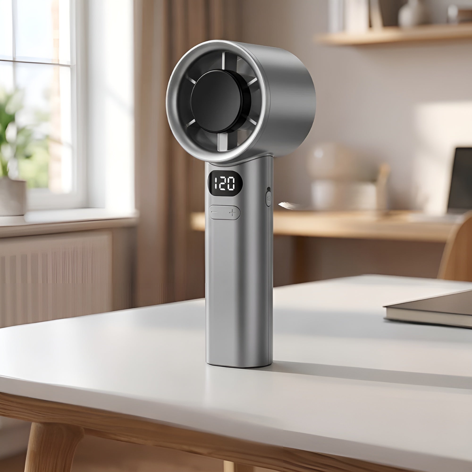 Håndvifte Med Digitalt Display – Usb-oppladbar Og Trinnløst Justerbar