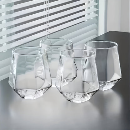 Whiskyglassett I 4 Deler – Geometrisk Design Og Fargerike Tumblerglass | 300 ML, Perfekt Til Whisky, Cocktailer Og Gaver