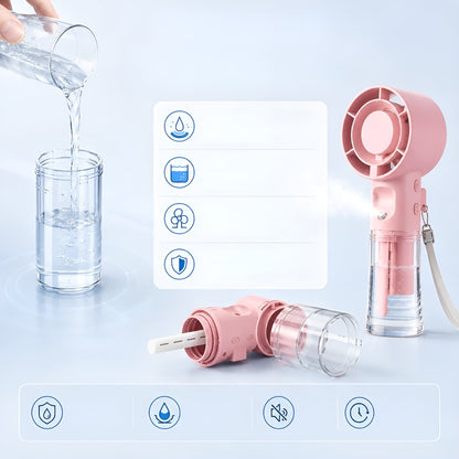 Vifte Med Sprayfunksjon – Usb-oppladbar Minivifte Med Svingbart Hode Og 4 Hastighetsinnstillinger