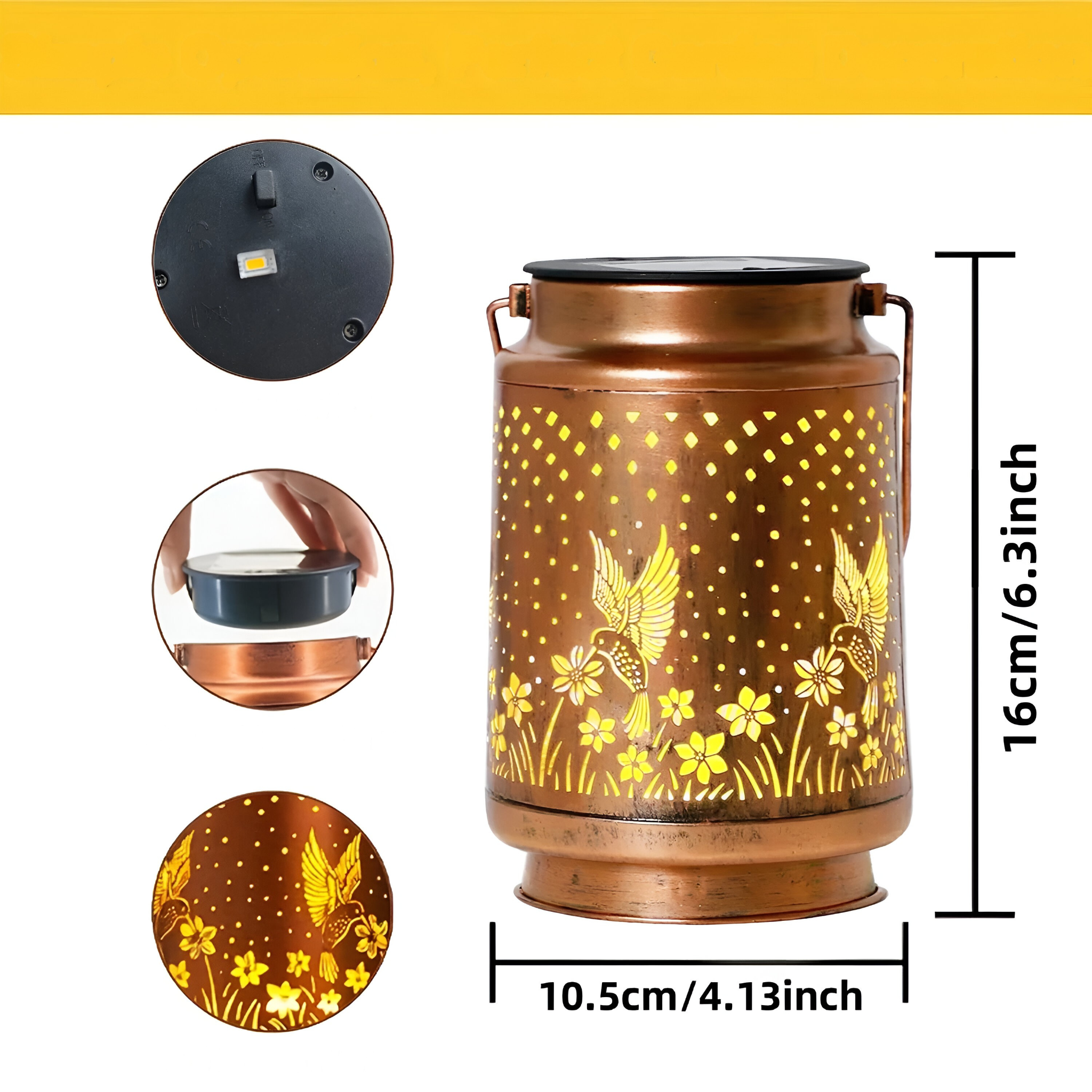 Vinga – Solcelle LED-hagelykt med Kolibri-Design