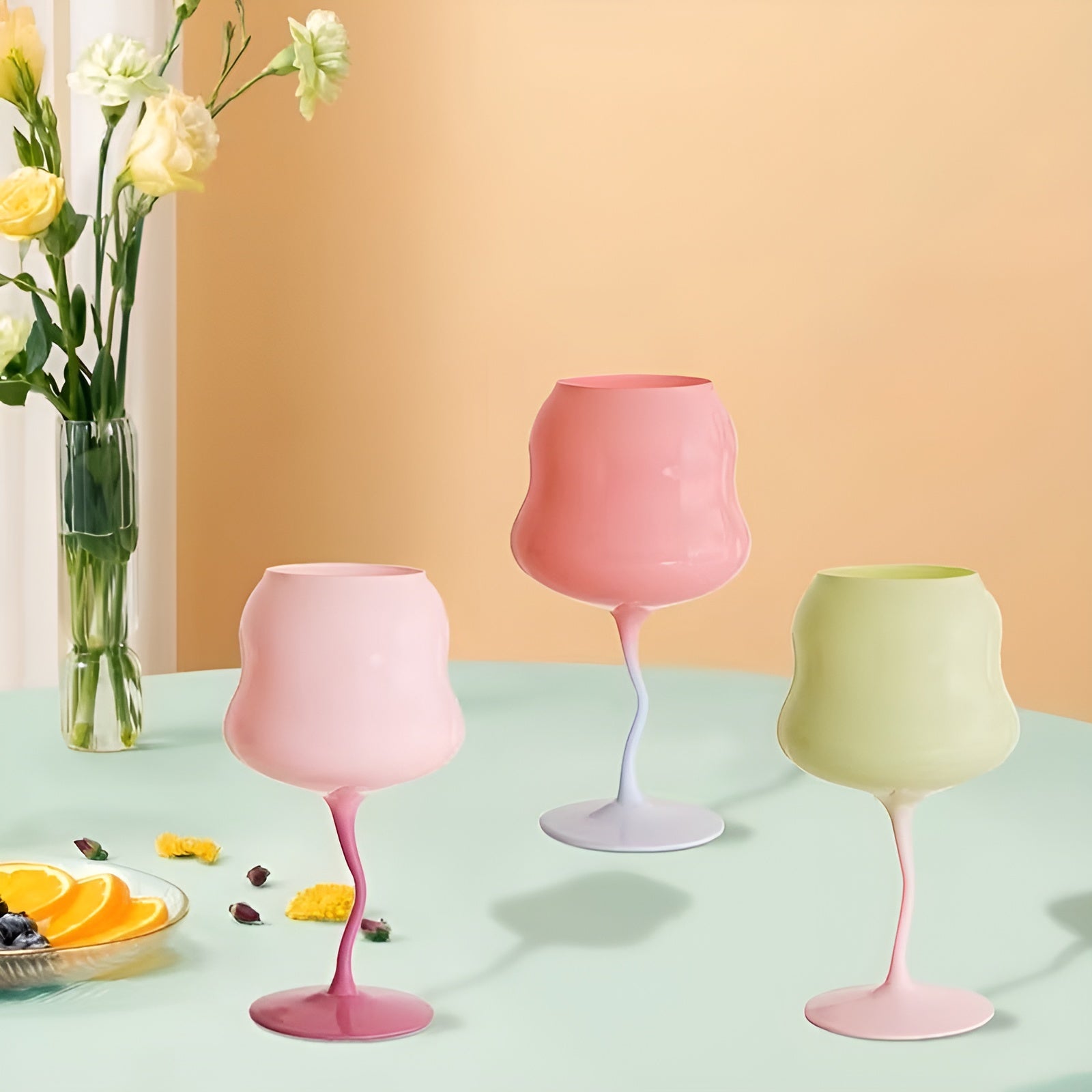 3er Set Bunte Whiskygläser 500 ml – Vintage Design mit Drehstruktur | Große Cocktail- & Weingläser für Party & Geschenk