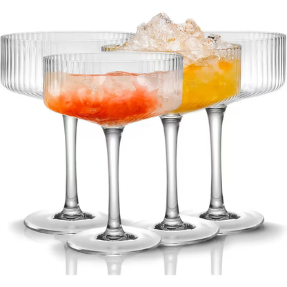 Cocktailglass Med Rillestruktur – Elegant Relieffdesign | Perfekt For Martini Og Margarita