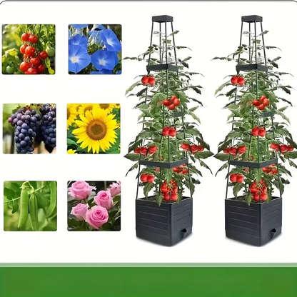 Selvvannende Plantekasse med Espalier – Perfekt for Tomater og Klatreplanter | Slitesterk Plast for Hage og Balkong