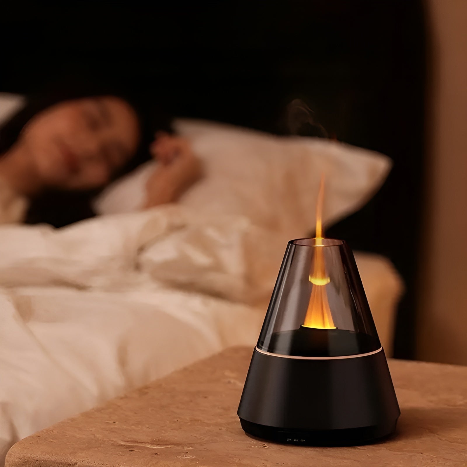 Aromadiffuser med Flammeeffekt – Naturlig Duft og Avslappende Atmosfære | USB, Timer og Automatisk Avstenging