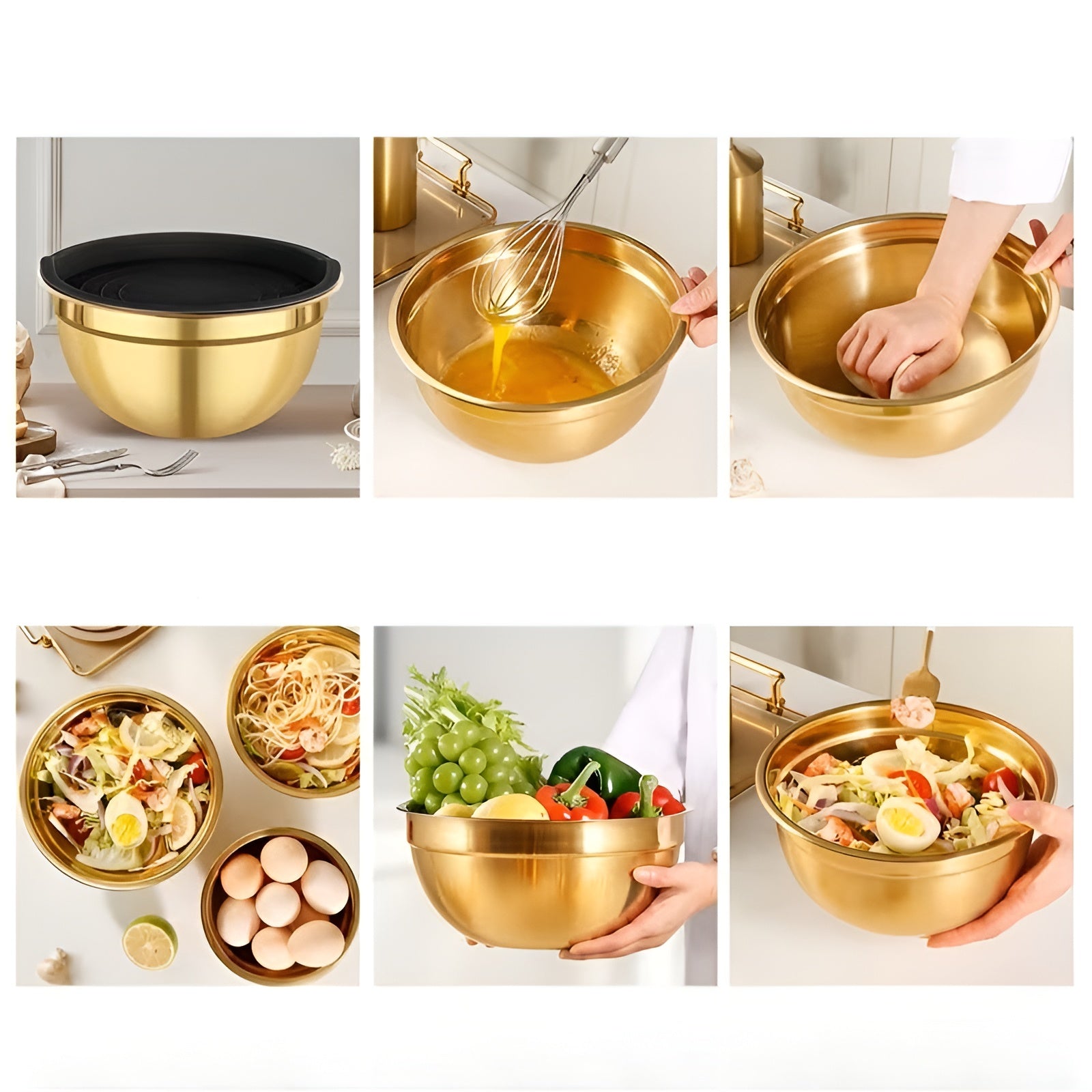 14-delt Gullfarget Bollesett – Elegant Og Praktisk | Perfekt Til Matlaging, Baking Og Servering