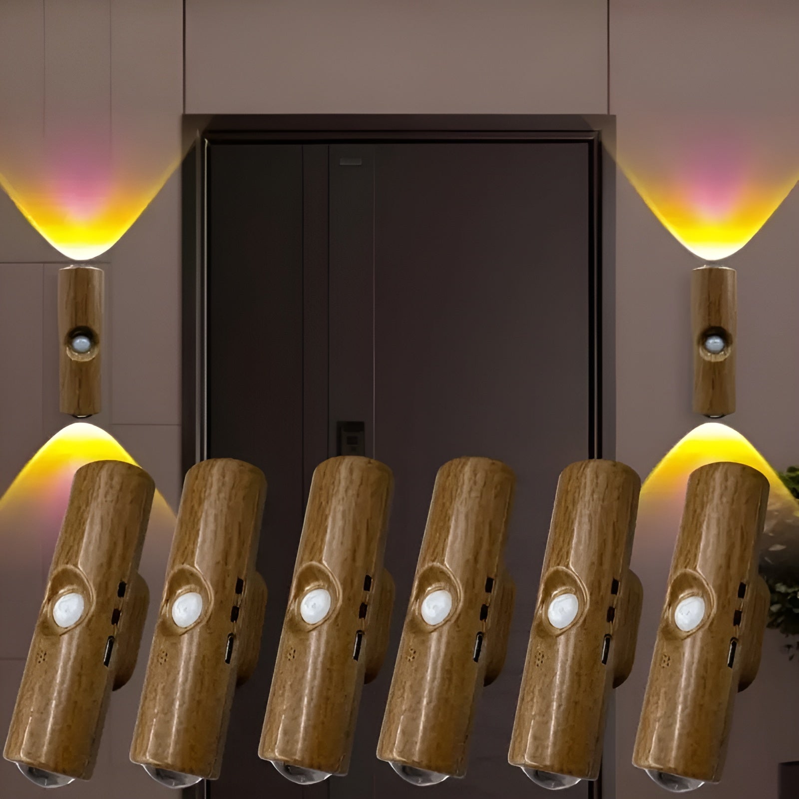 Led-nattlys Med Bevegelsessensor (6-pk) – Dimmbar & Rgb | Usb-lading, 3 Lysfarger, Perfekt For Gang, Trapp Og Stue