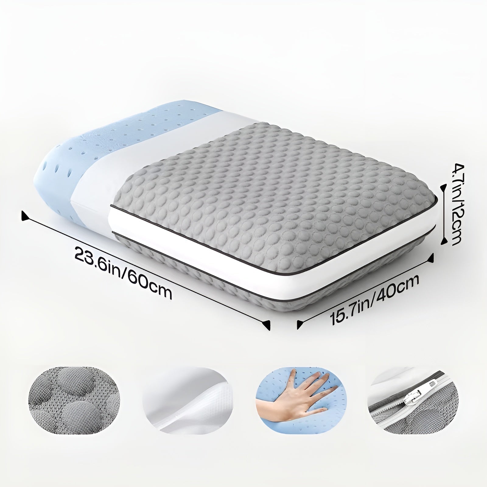 Soveunderlag Av Minne-skum – Ergonomisk Og Mykt | Perfekt For De Som Sover På Ryggen Eller Siden, Med Vaskbart Trekk