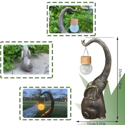 Klyssa -  Solcelledrevet Bordlampe I Kobber Med Elefantdesign