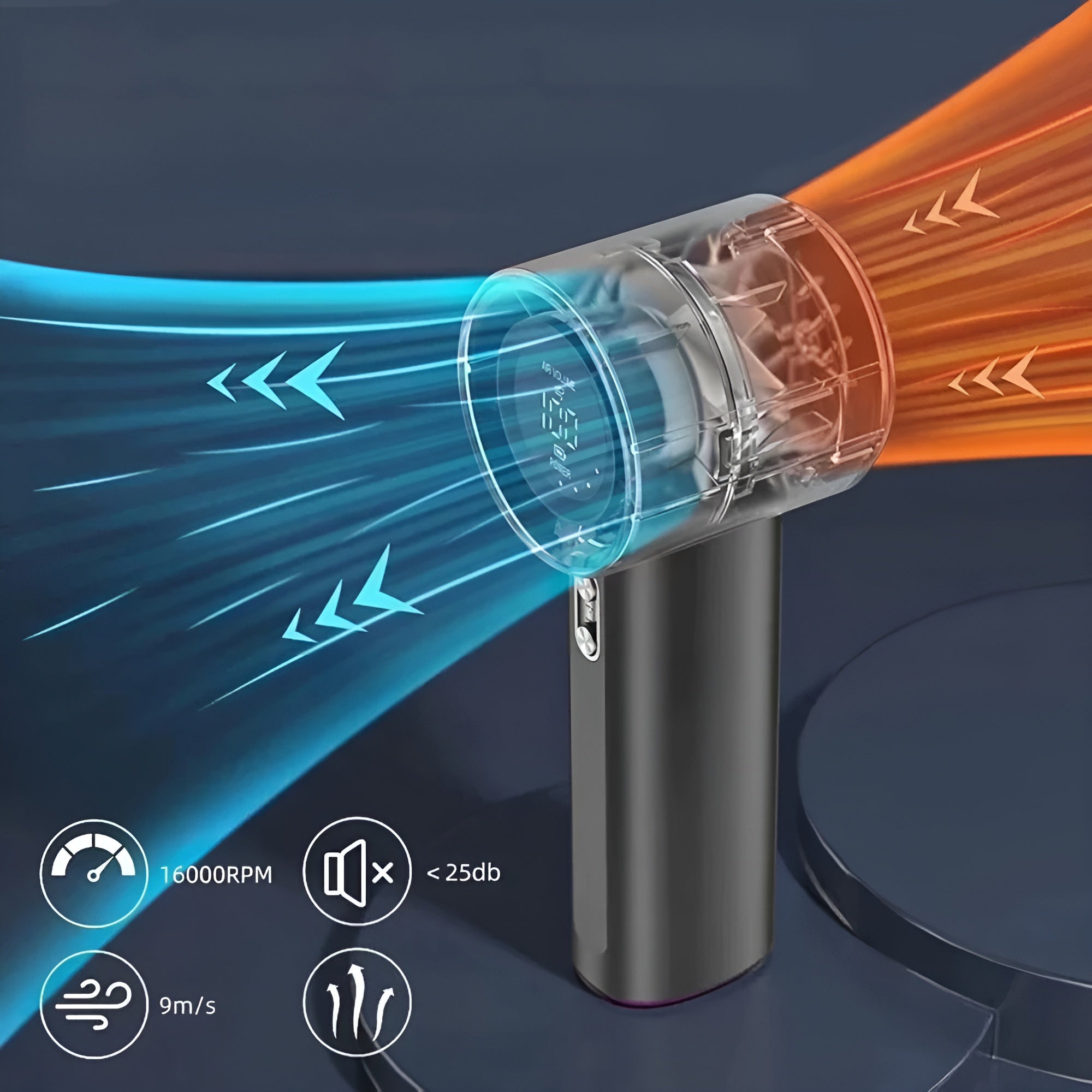 Bærbar Mini-turbo-håndvifte – Digitalt Display, Usb-c-lading Og 100 Hastighetsnivåer