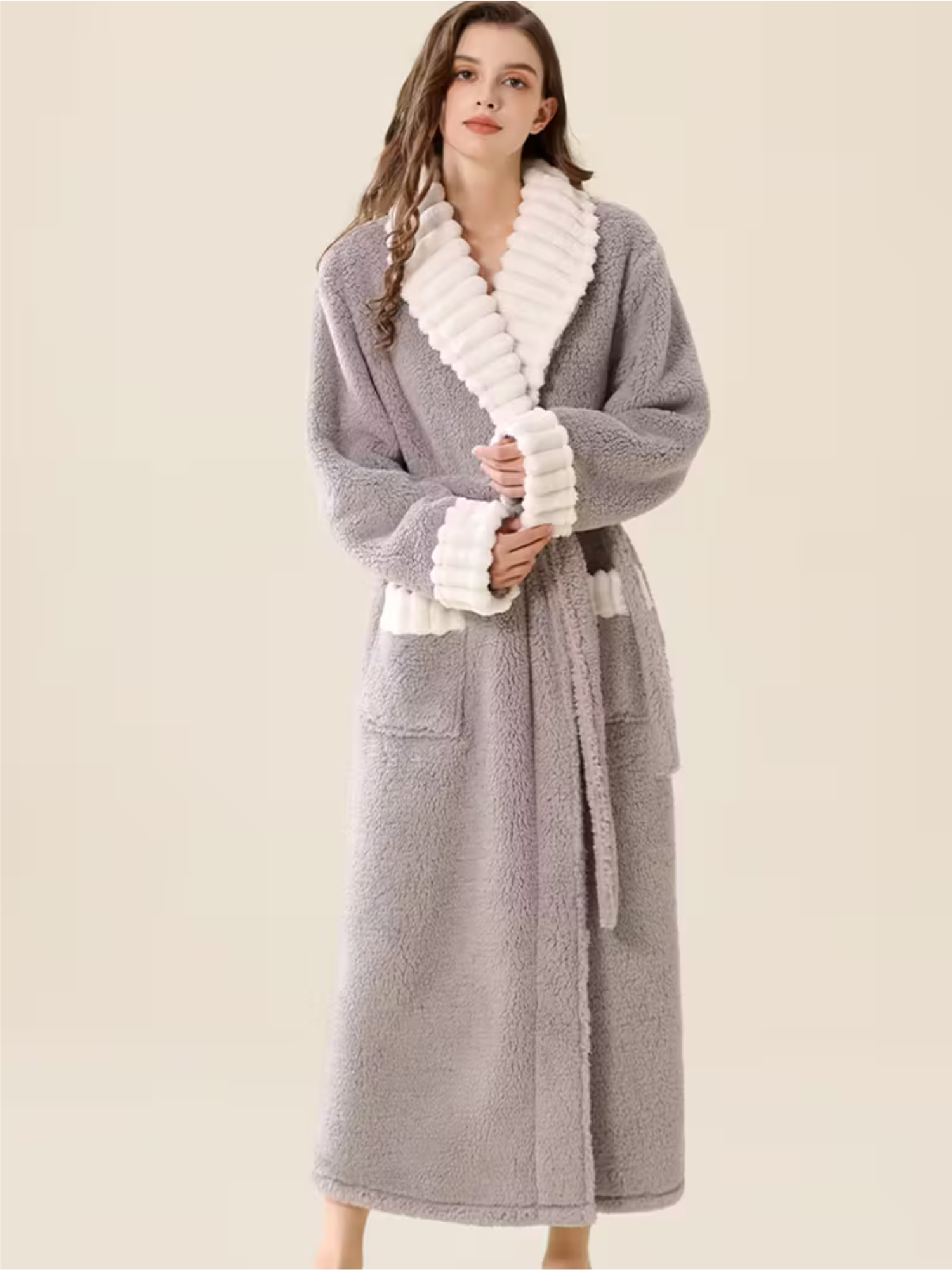 Myk Damebadekåpe for Vinter – Ekstra Lang og Varm | Flanell med Lommer