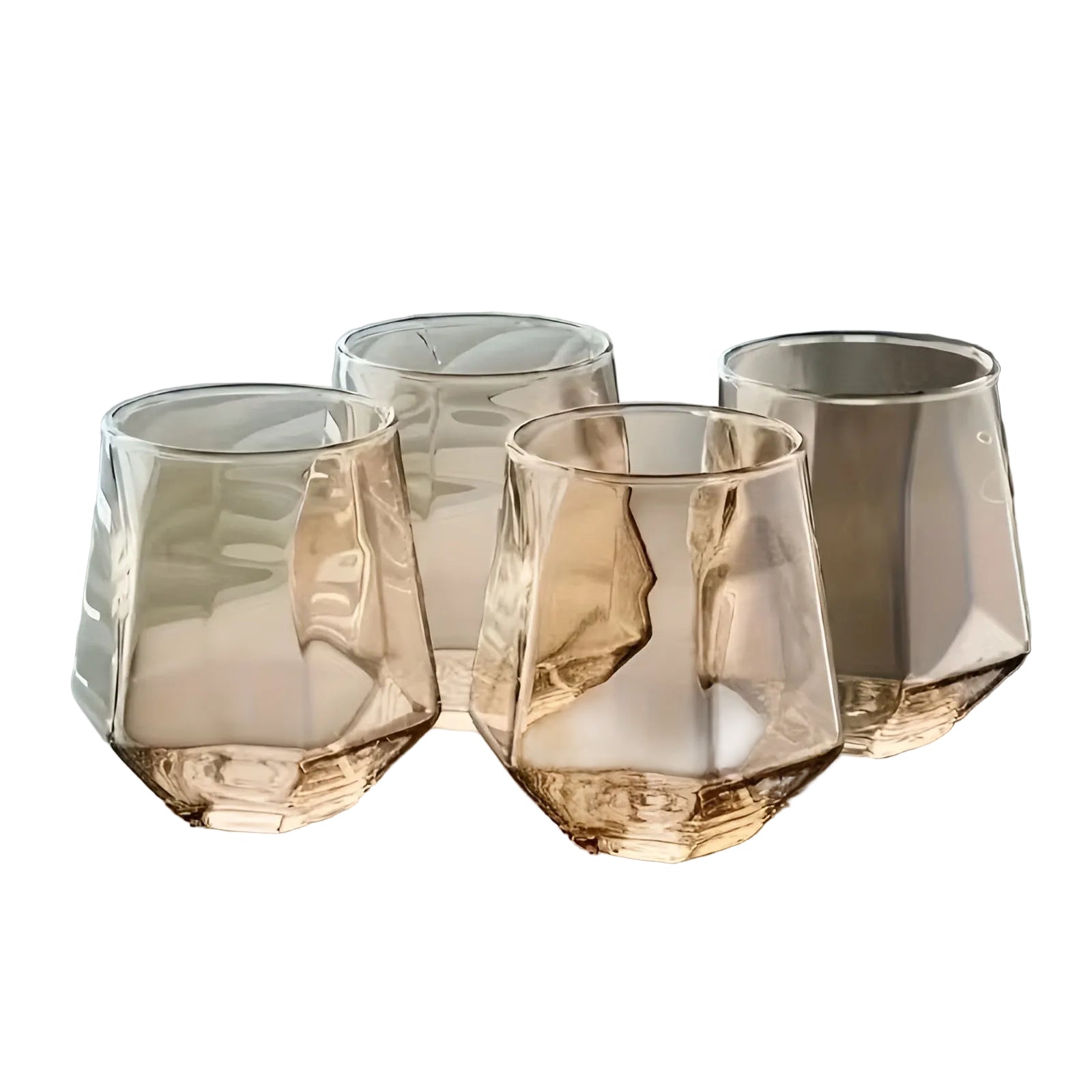 Whiskyglassett I 4 Deler – Geometrisk Design Og Fargerike Tumblerglass | 300 ML, Perfekt Til Whisky, Cocktailer Og Gaver
