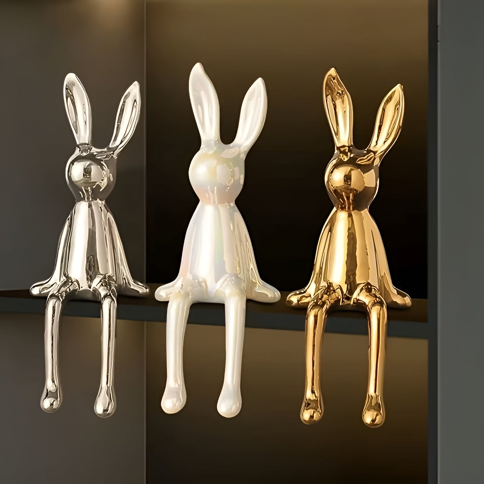 Sittende Kaninfigur i Keramikk (2–3 stk) – Søt og Dekorativ | Perfekt til Påske, Hjem og Kontor