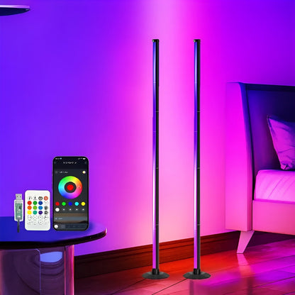LED-Gulvlampe med RGBICB-fargeendring – Moderne Aluminiumslampe med App og fjernkontroll | Dimmbar stemningsbelysning for Hjemmet Ditt