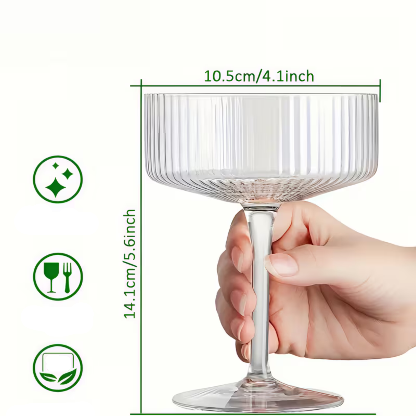Cocktailglass Med Rillestruktur – Elegant Relieffdesign | Perfekt For Martini Og Margarita