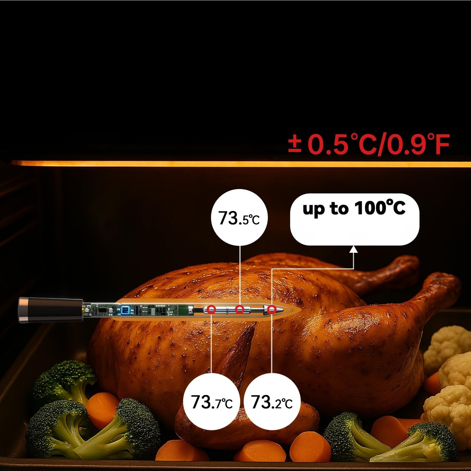 Kabelloses Grillthermometer mit 2 Sonden – Exakte Temperaturmessung | Perfekt für Fleisch & BBQ