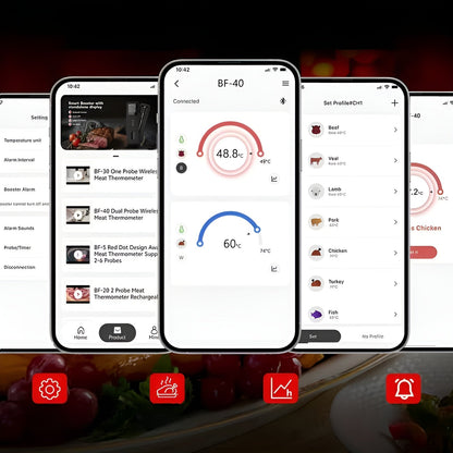 Kabelloses Grillthermometer mit 2 Sonden – Exakte Temperaturmessung | Perfekt für Fleisch & BBQ