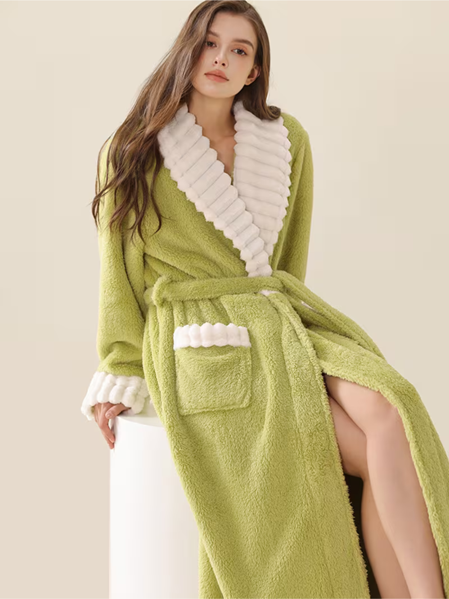 Myk Damebadekåpe for Vinter – Ekstra Lang og Varm | Flanell med Lommer